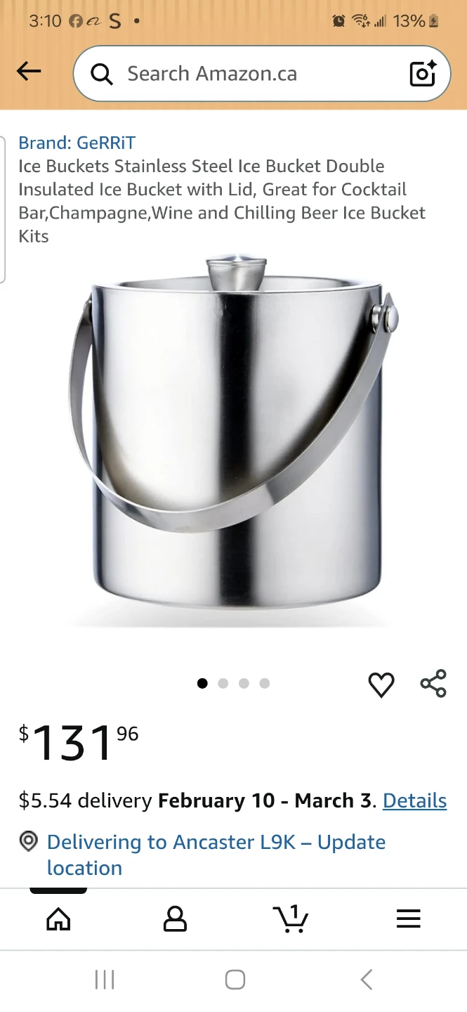 GERRIT Stainless Steel Ice Bucket w/ Scoop & Tongs - photo 2
