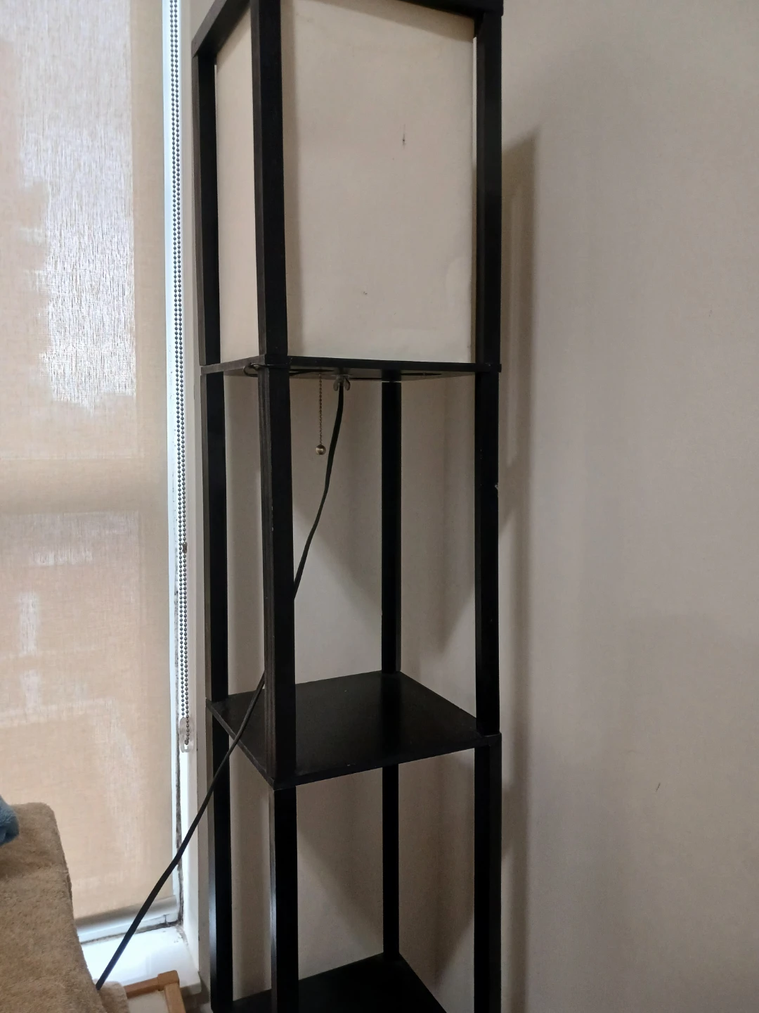 Black Floor Lamp with Shelves