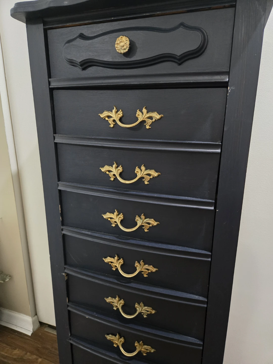 Lovely Lingerie Dresser Dark Blue with Gold Hardware