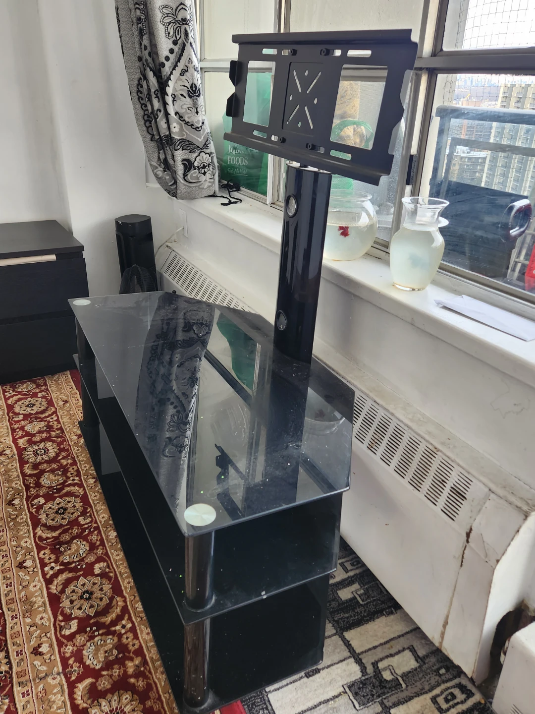 Black Glass TV Stand with Mount - photo 2