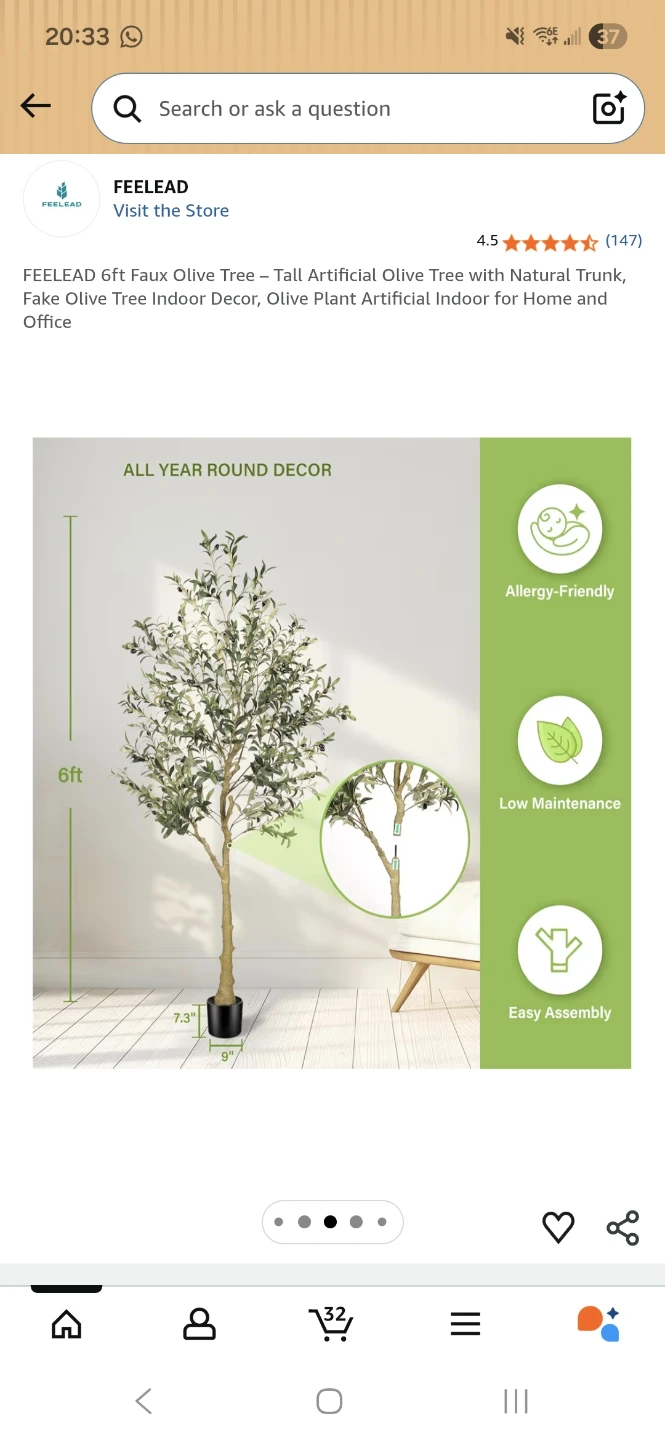 6ft Faux Olive Tree
