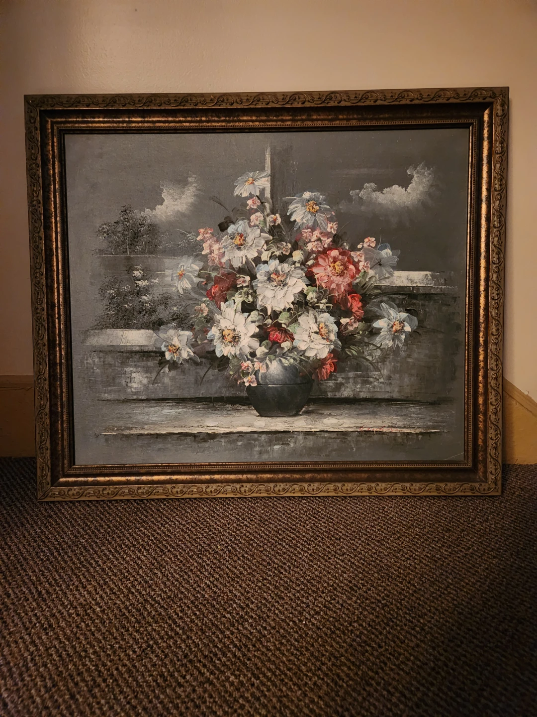 Framed Floral Still Life Painting
