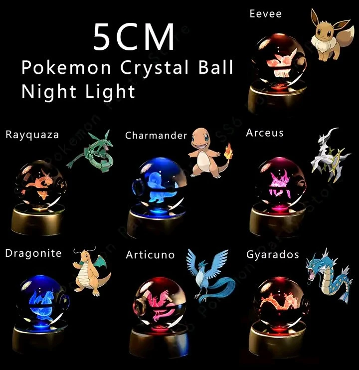 5CM Pokemon Crystal Ball Night Light