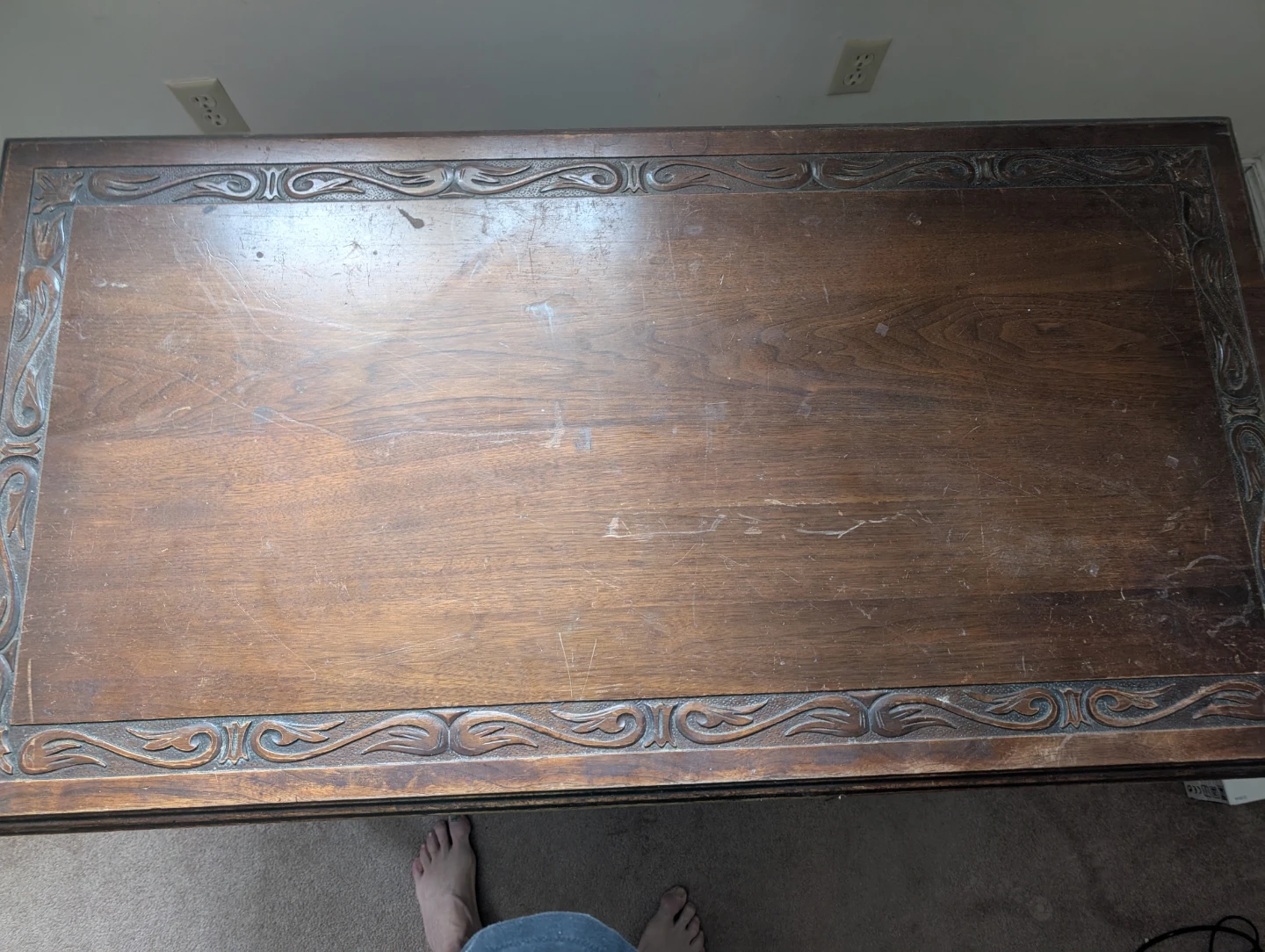 Antique Carved Wood Desk - photo 3