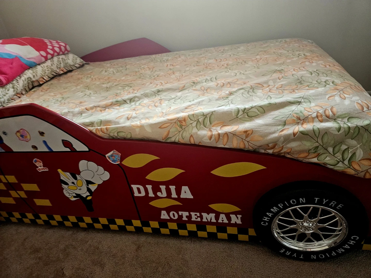 Kids' Race Car Bed with mattress- Red - photo 2