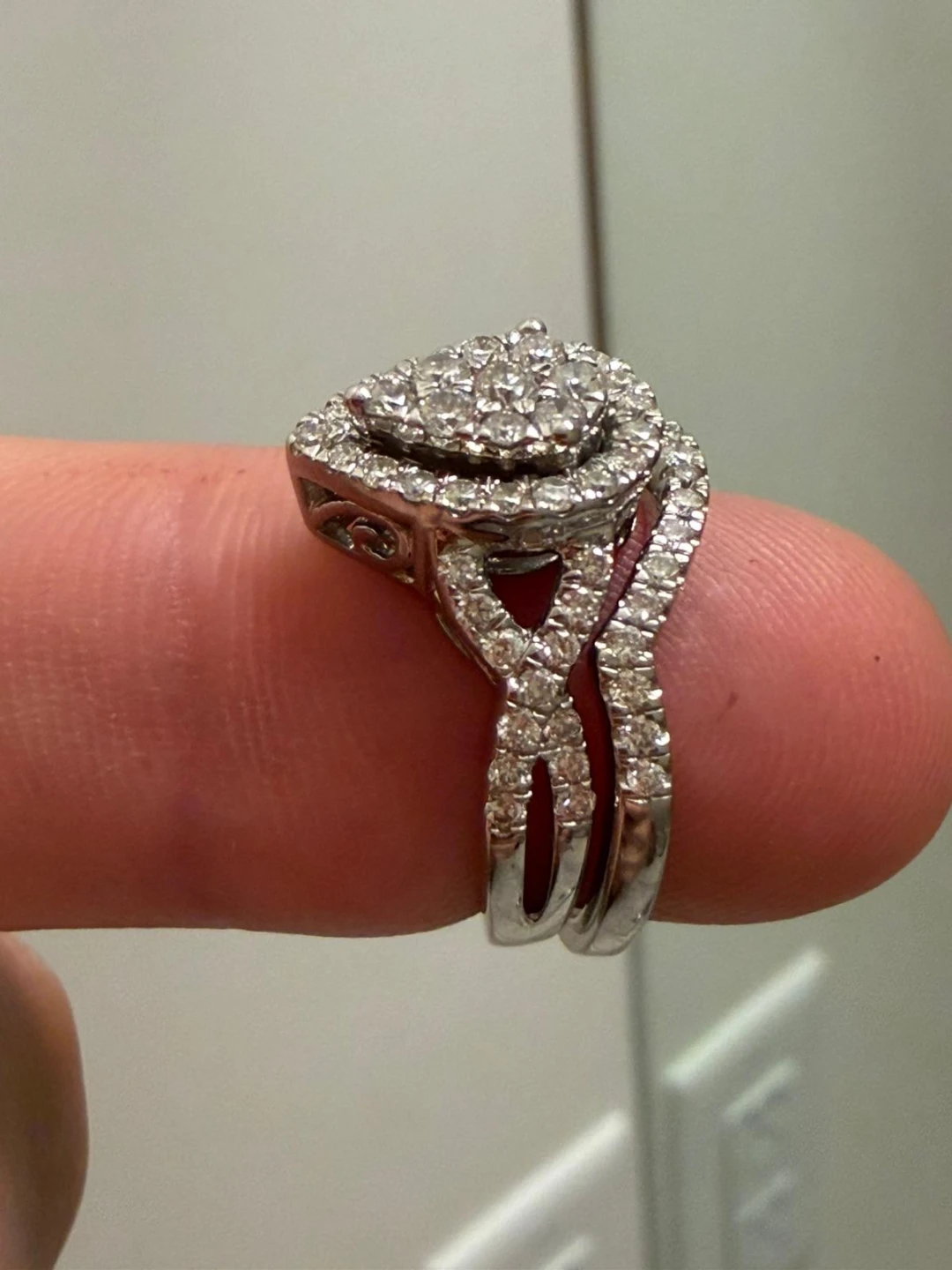 Ladies Two Piece White Gold Diamond Engagement Ring Set - photo 2