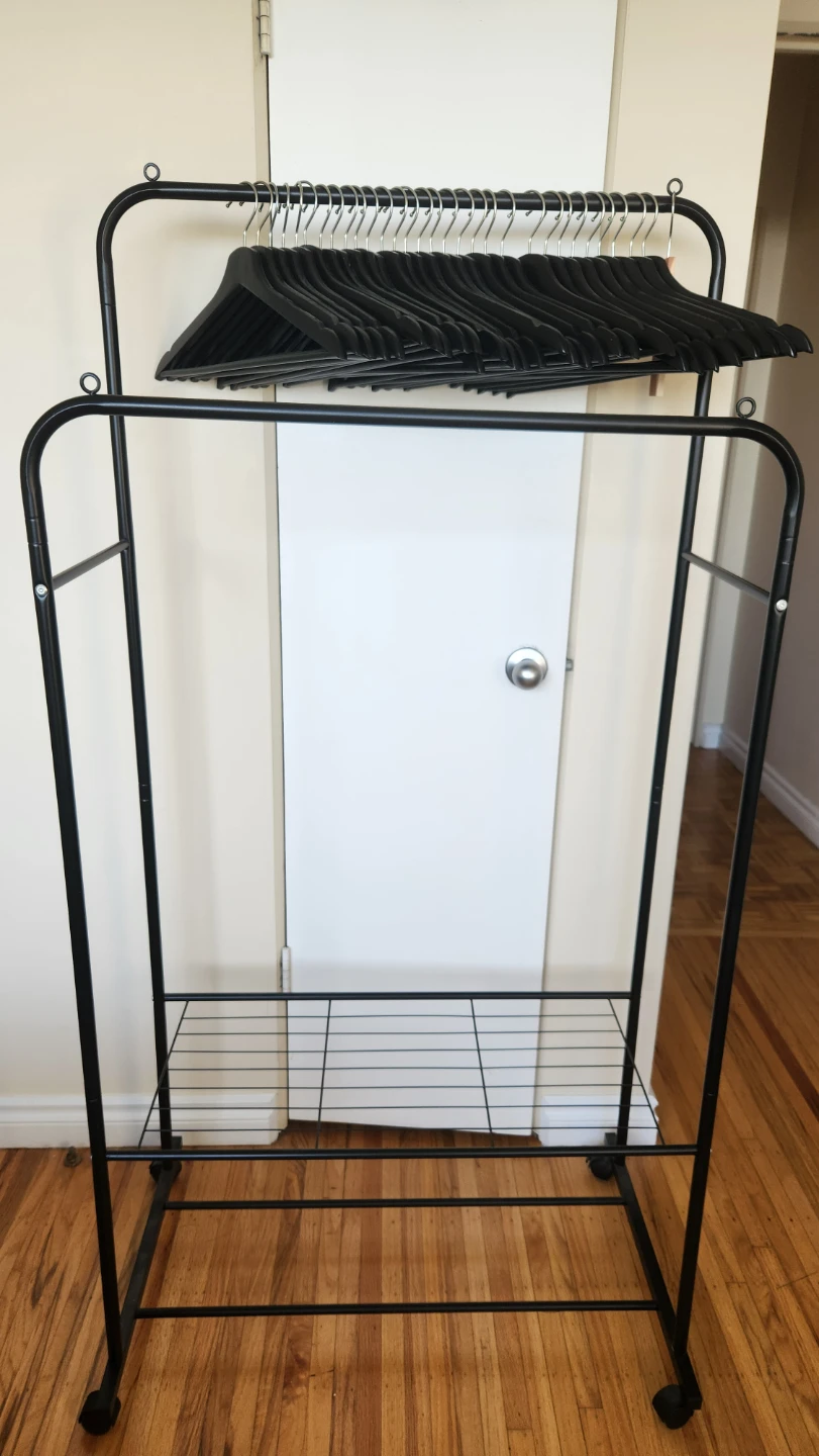 Black Metal Clothing Rack with Shelf and Hangers - photo 2