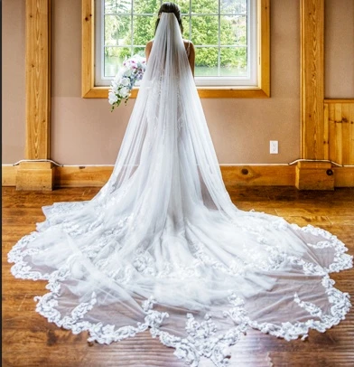 Wedding veil lace cathedral style 3 meters length - photo 3