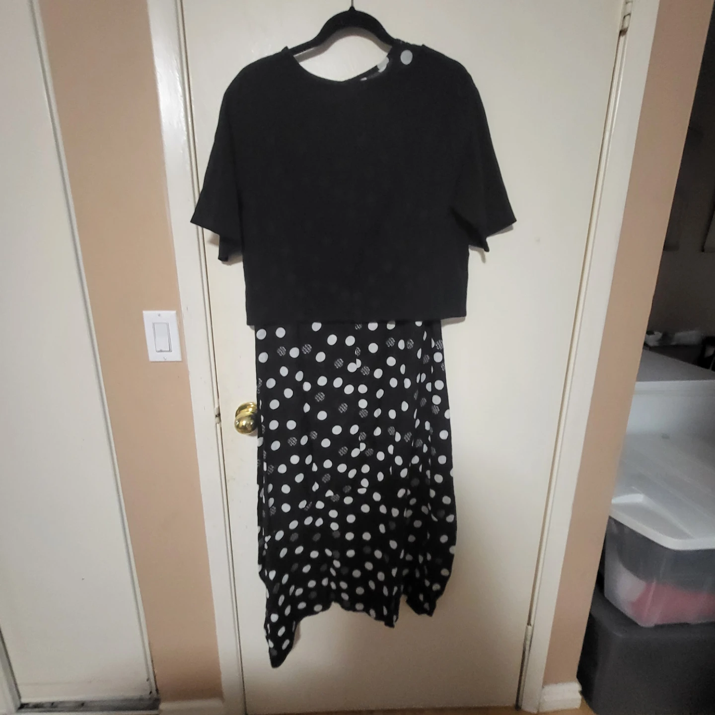 Black Polka Dot Dress - Size L - photo 2