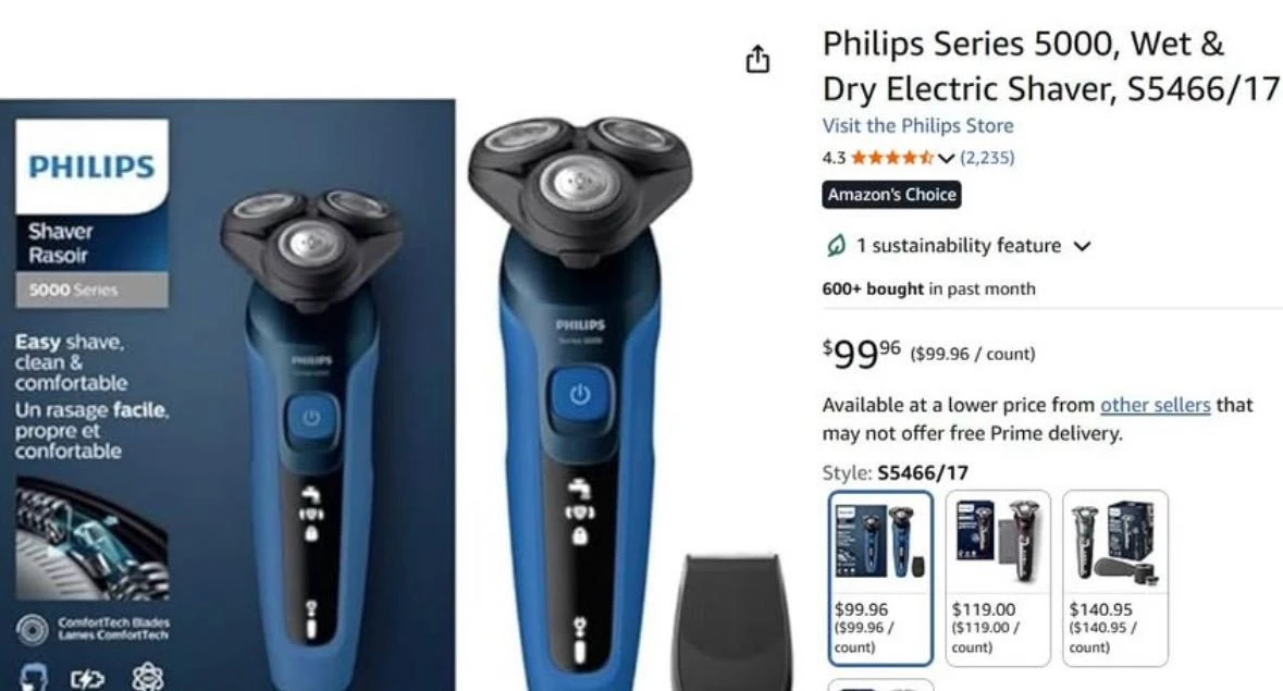 Philips Series 5000 Wet & Dry Electric Shaver S5466/17