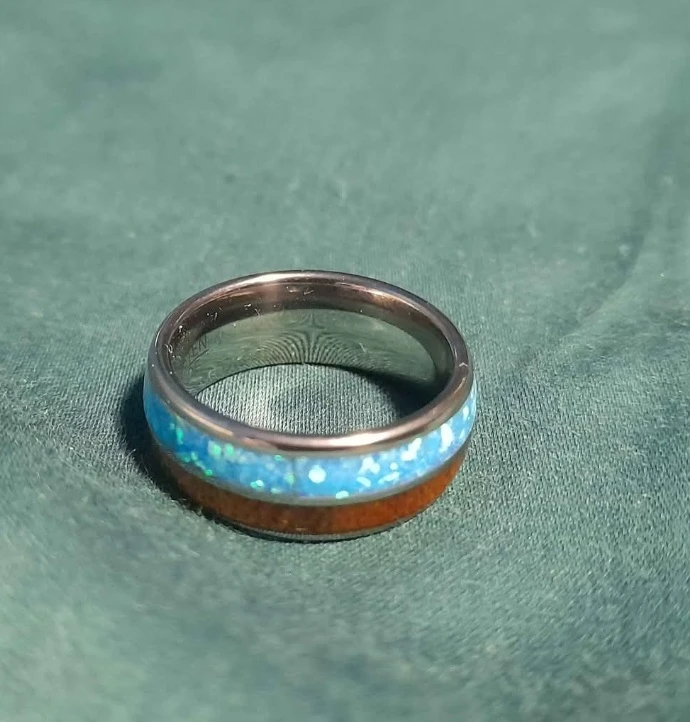 Opal & Wood Inlay Ring