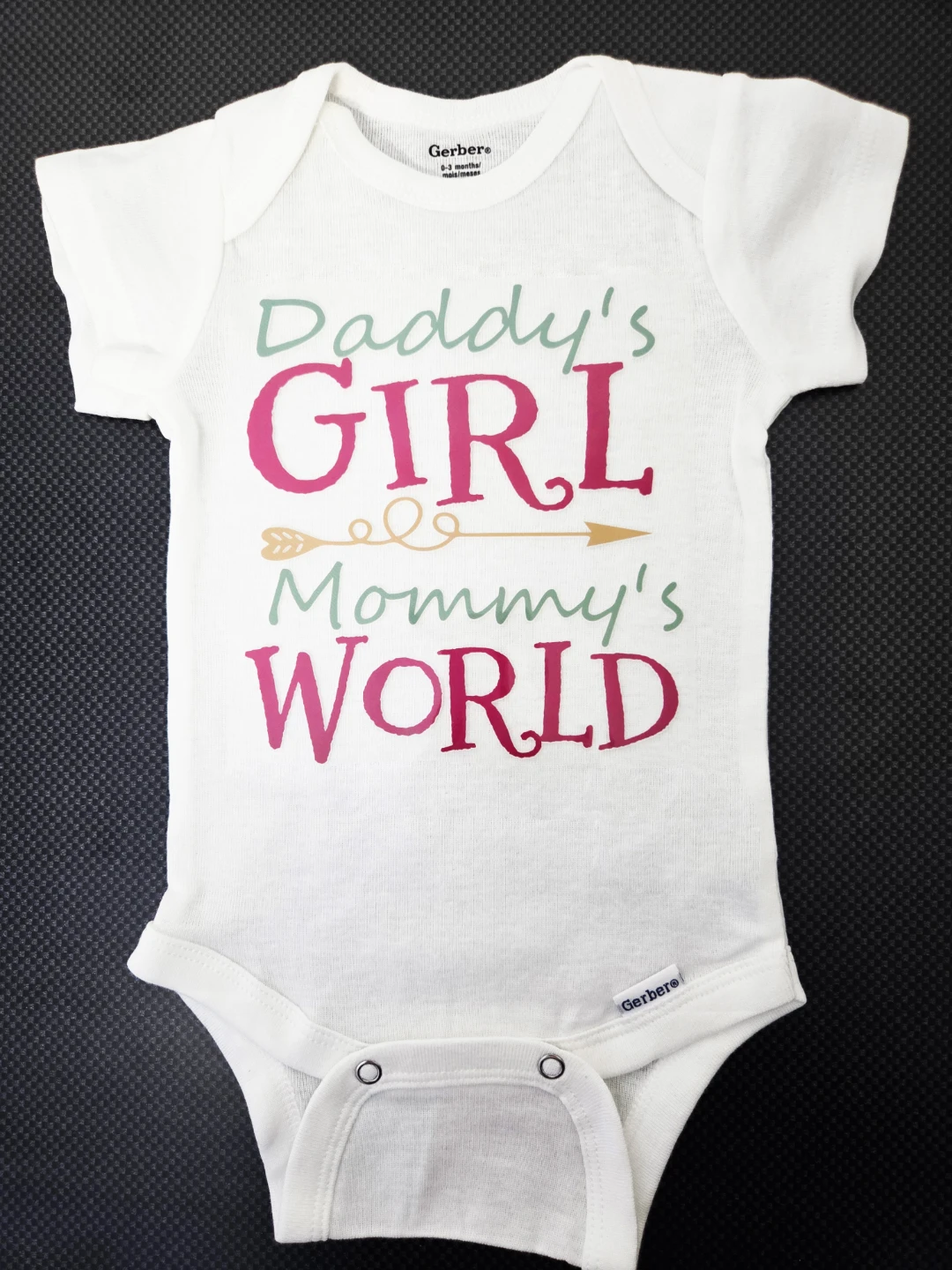 Custom 0-3 Months Onesie - Daddy's Girl, Mommy's World