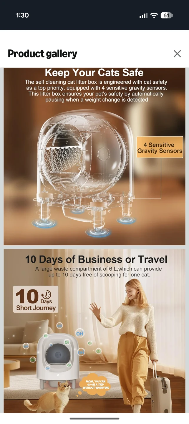 Self-Cleaning Cat Litter Box - White - photo 2