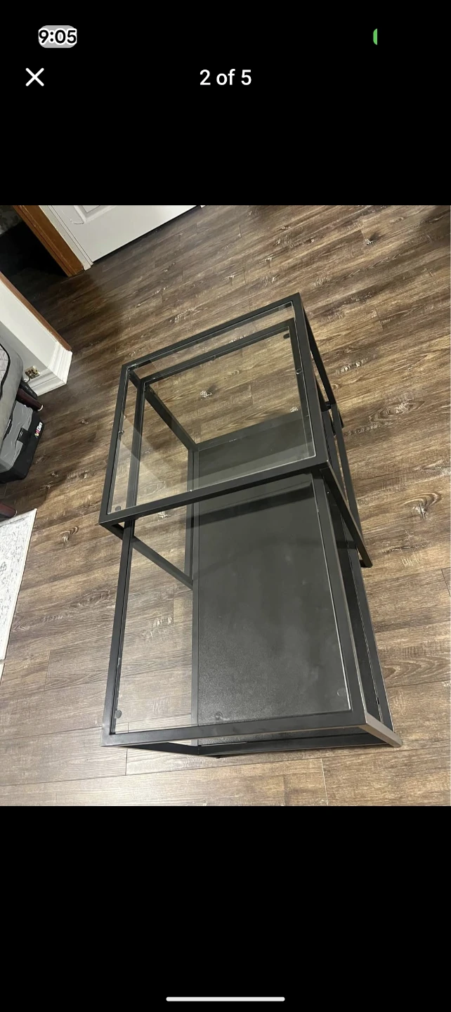 IKEA Coffee Table Glass Top Black Frame