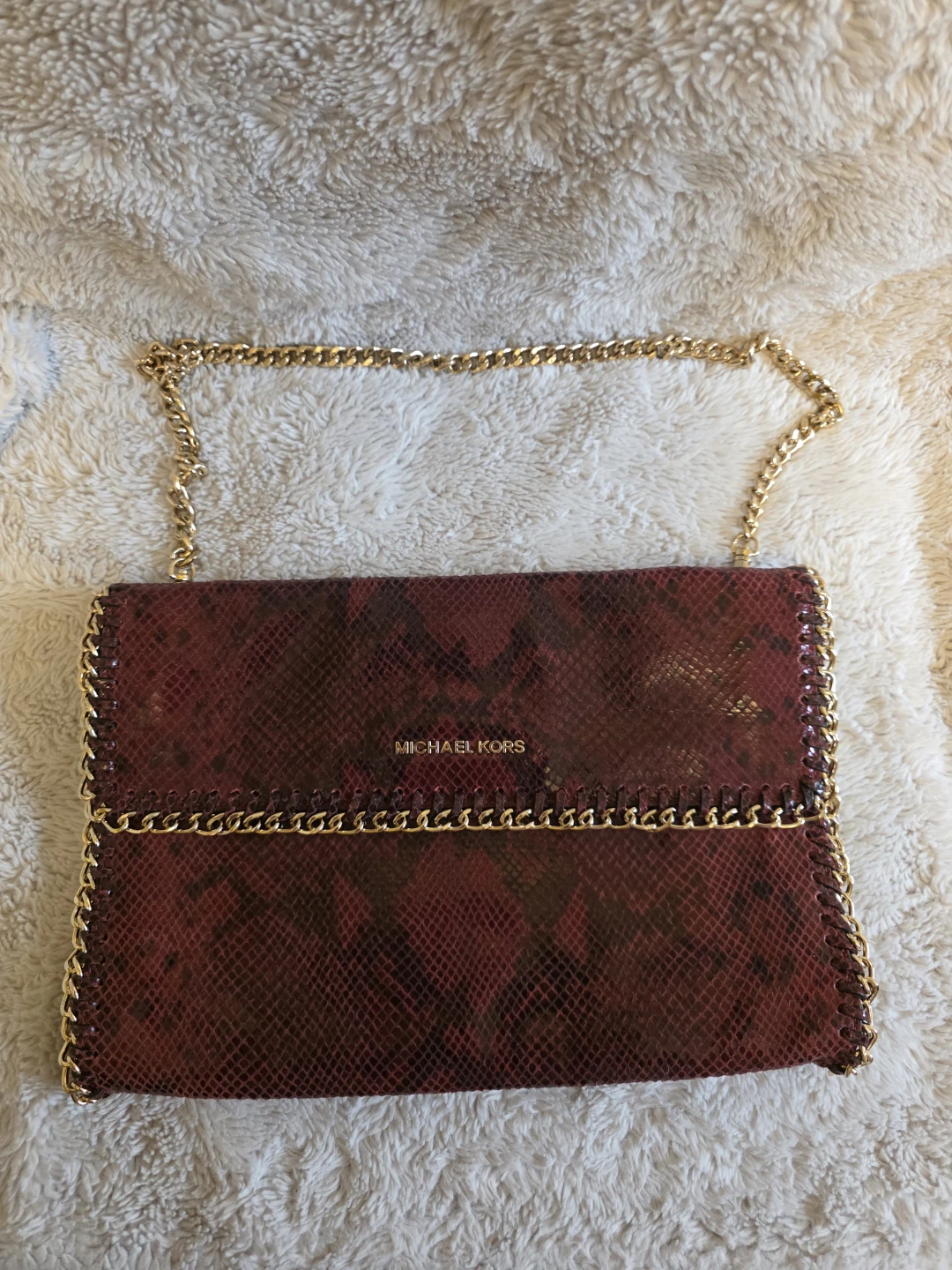 Michael Kors Oversized Chelsea Clutch With Gold Chain - Rare