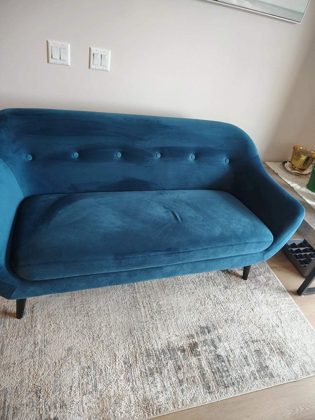 Blue Velvet Loveseat Sofa - photo 3
