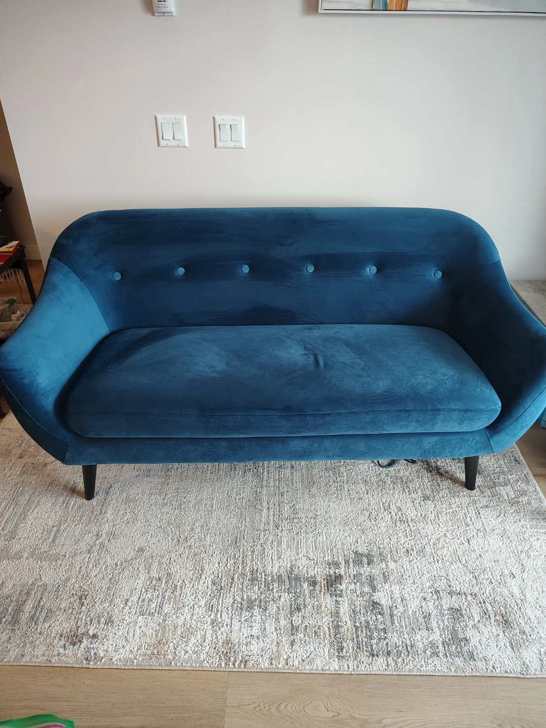 Blue Velvet Loveseat Sofa - photo 4