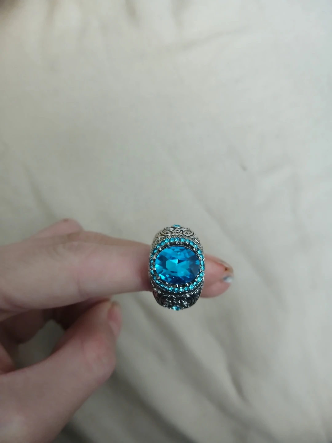 925 Silver And Light Blue 5A Zirconia Ring