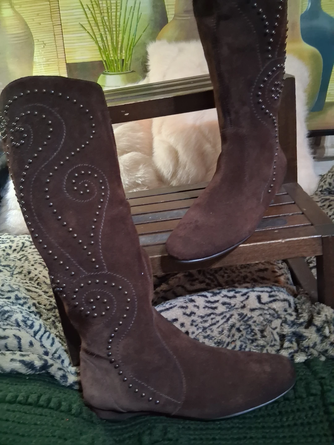 Brown Suede Knee High Boots - photo 3