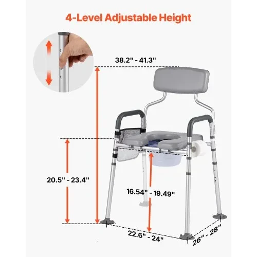VEVOR Bedside Commode Chair, 500 lbs Capacity - photo 3