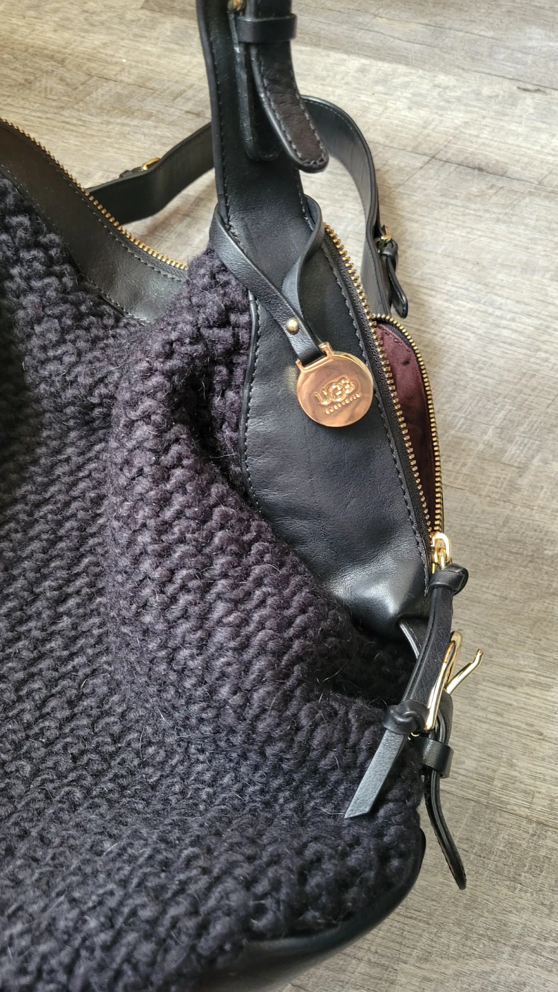 UGG Black Leather & Knit Hobo Bag - photo 4