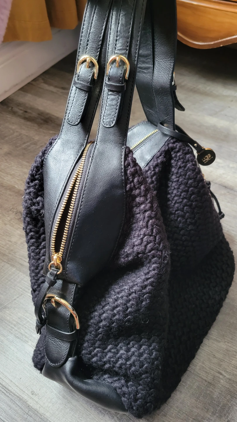 UGG Black Leather & Knit Hobo Bag - photo 5