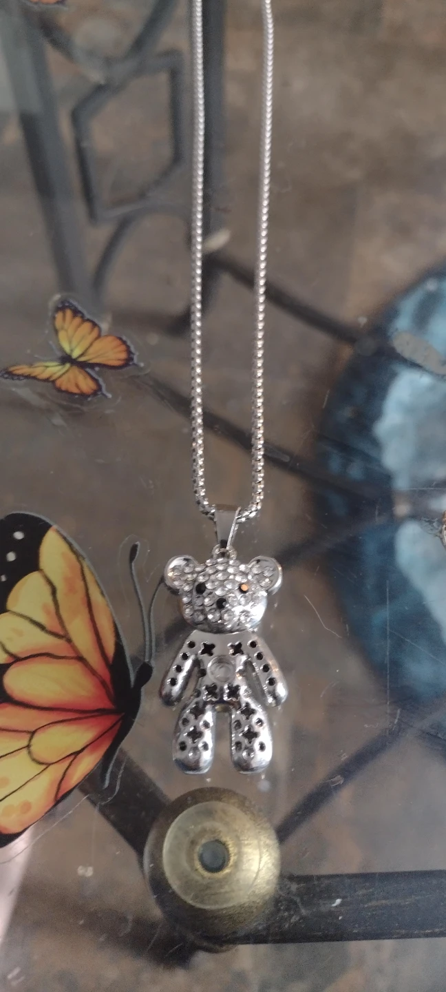 Cute Teddy Bear & Elephant Pendants Necklace Set