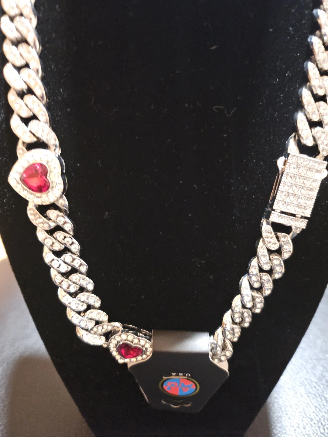 AJ U.S.A. Silver Chain Necklace with Red Heart Pendants - photo 5