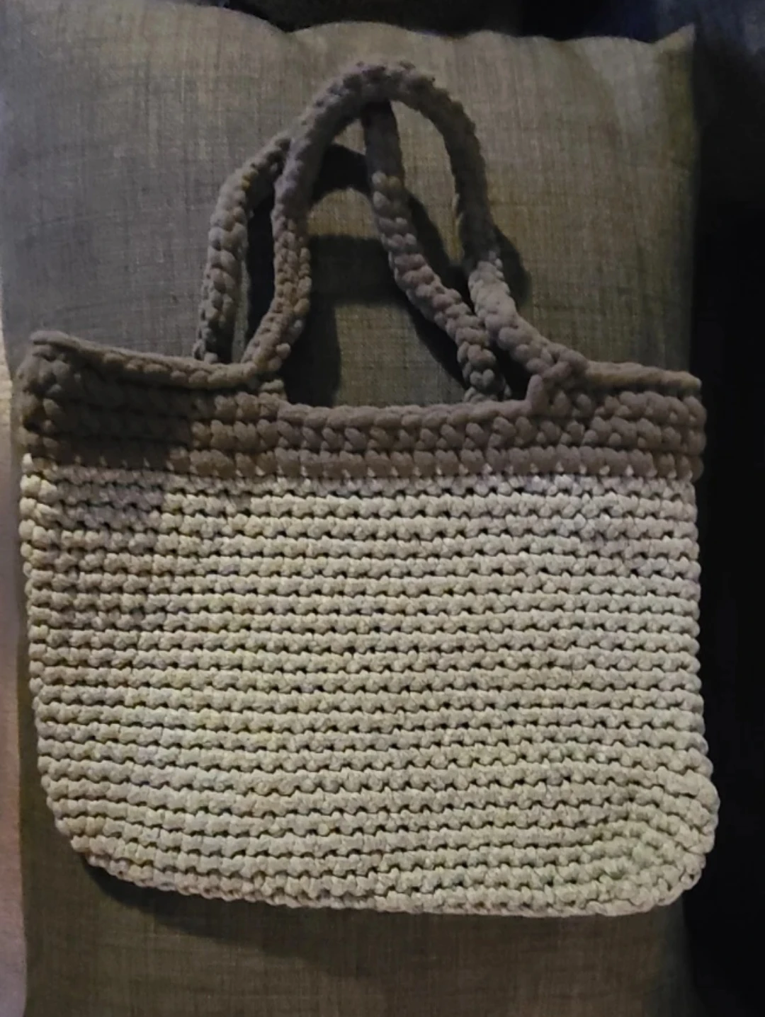 Handmade Crocheted Grey Tote Bag