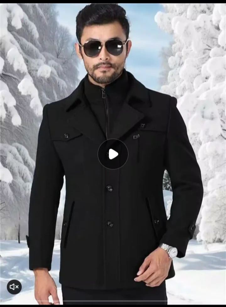 Men's Black Wool Blend Overcoat - photo 3