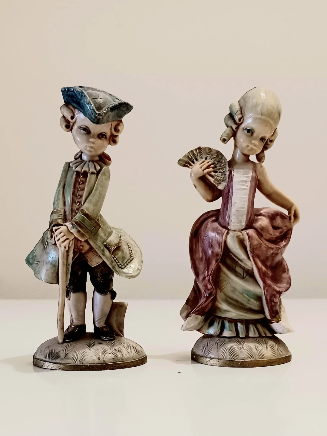 Vtg. Authentic Depose Italy Hand Carved Rococo Sculptures