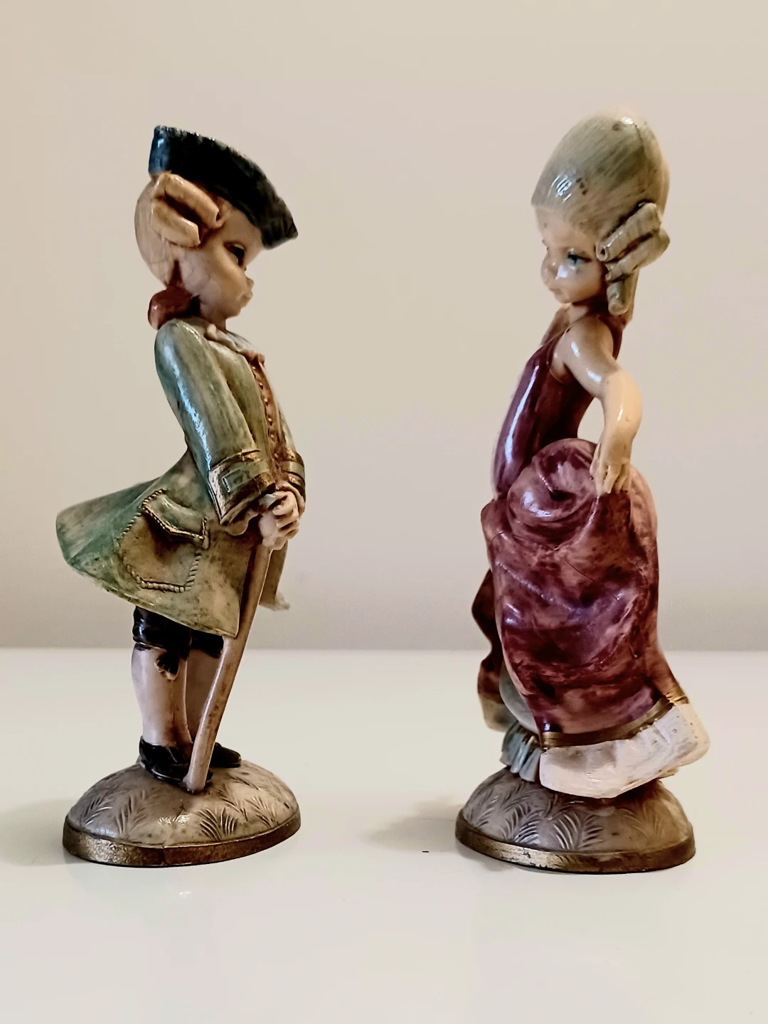 Vtg. Authentic Depose Italy Hand Carved Rococo Sculptures - photo 2