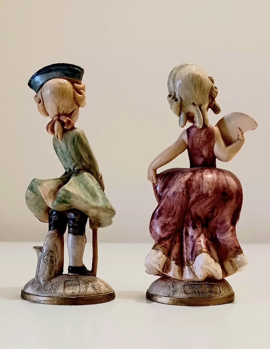 Vtg. Authentic Depose Italy Hand Carved Rococo Sculptures - photo 4