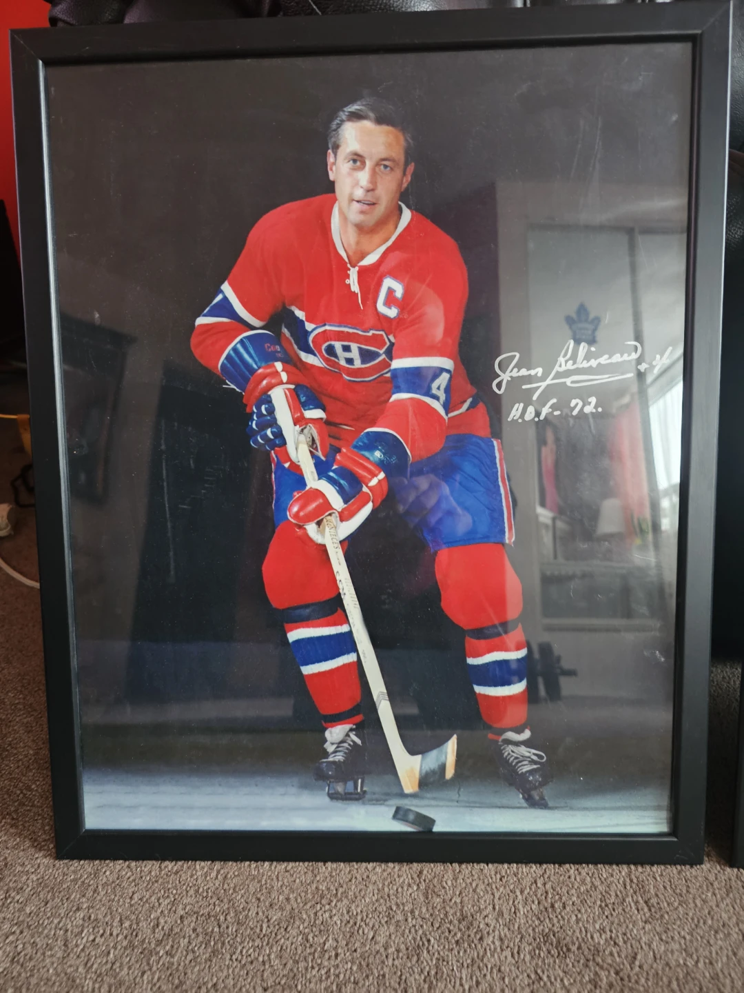 Framed Jean Béliveau "H.O.F. '72" Photo