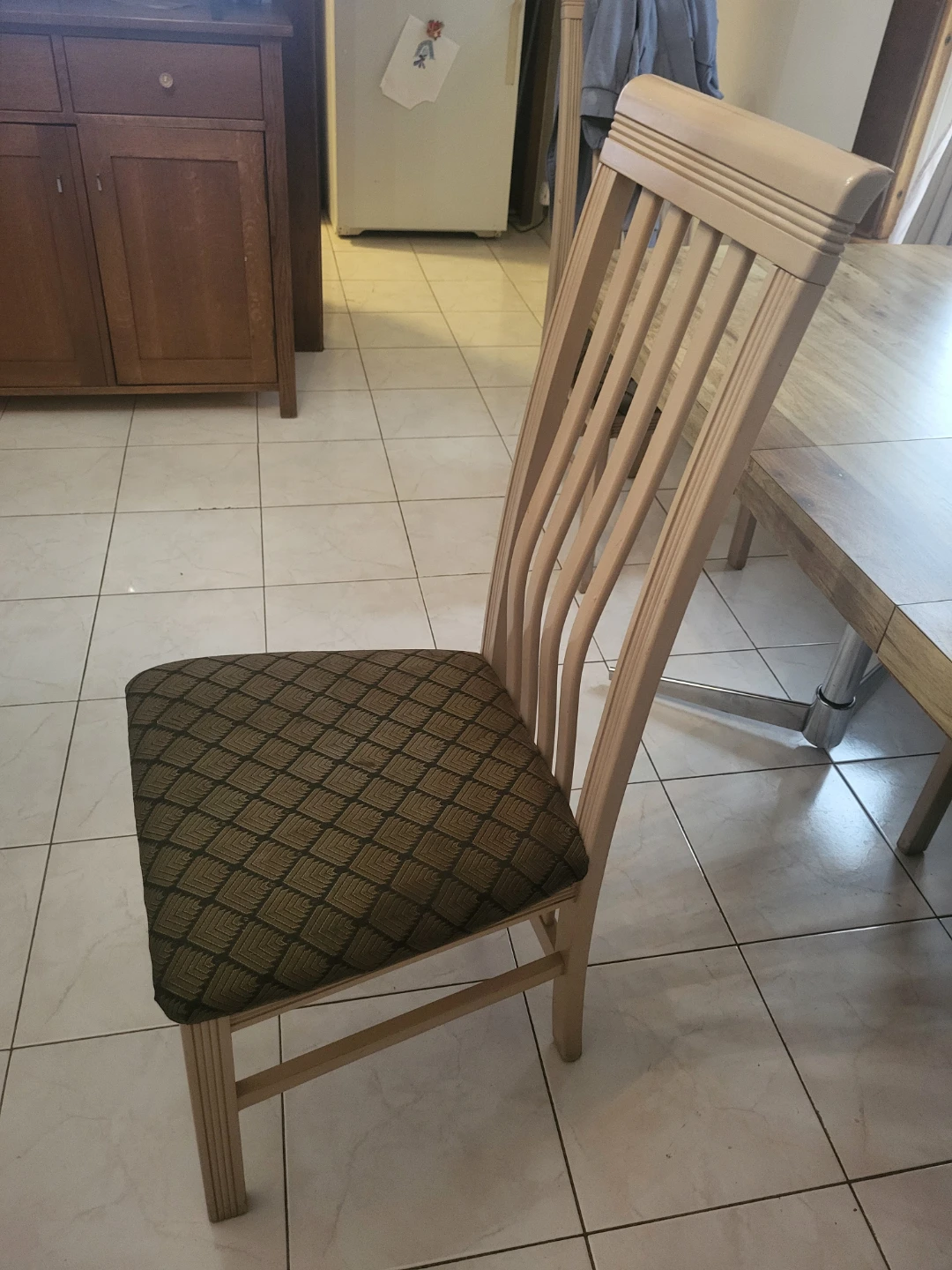 Dining Room Chair - Beige with Patterned Cushion