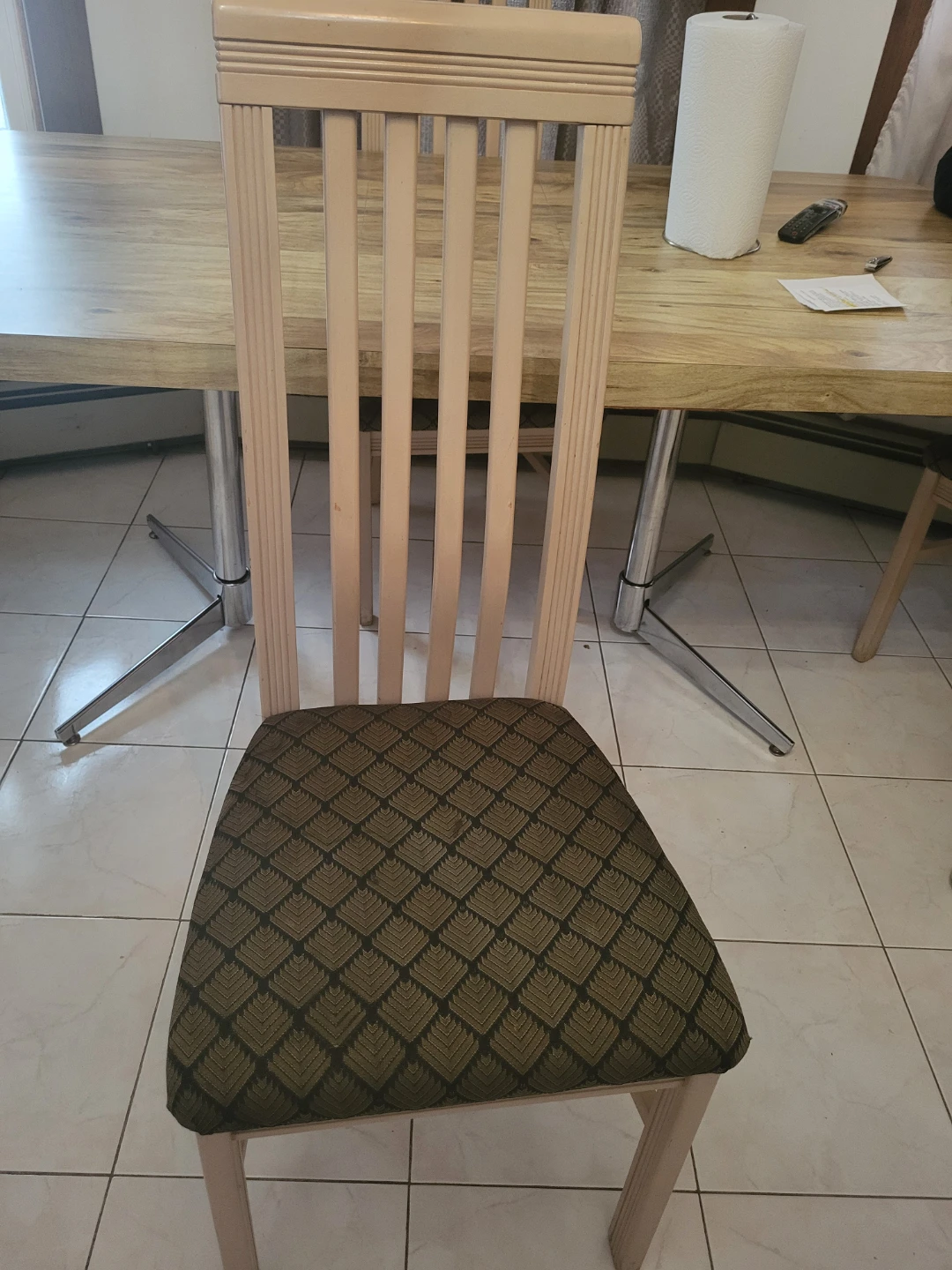 Dining Room Chair - Beige with Patterned Cushion - photo 2