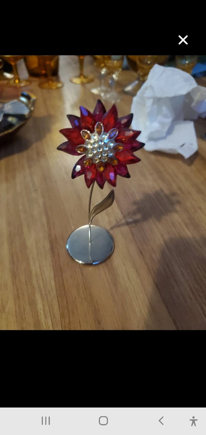 Red Crystal Flower Decoration