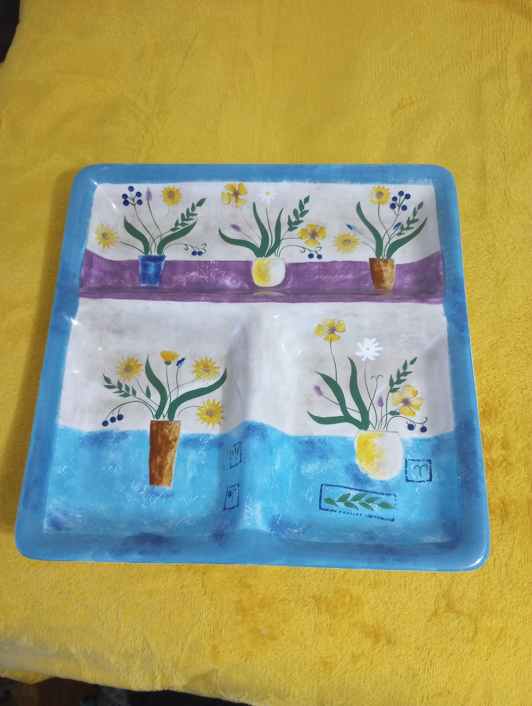 Hand-Painted Floral Serving Tray