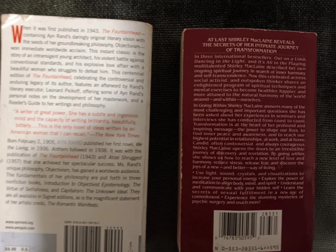 Ayn Rand The Fountainhead & Shirley MacLaine Going Within Books - photo 2