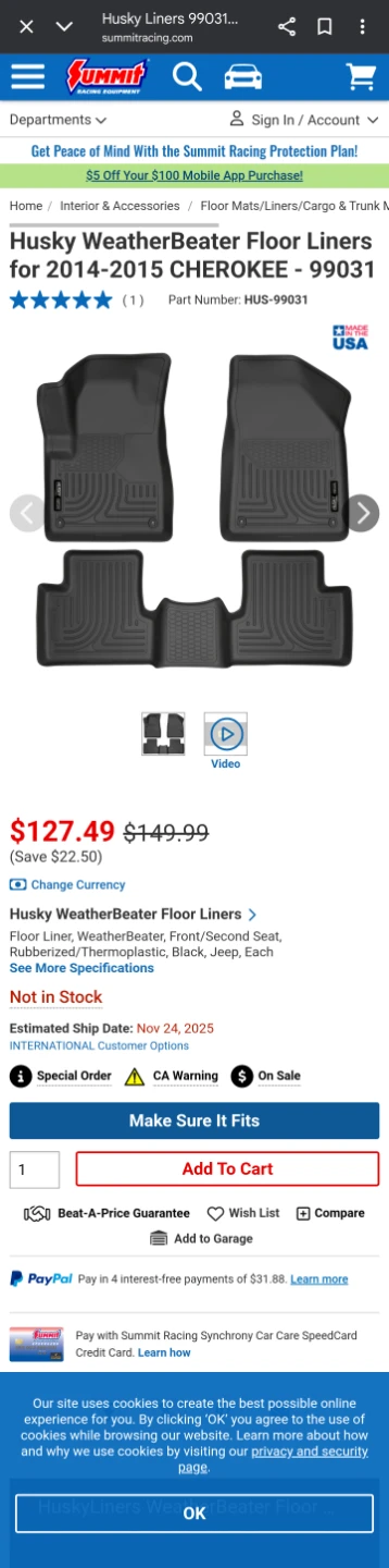Husky WeatherBeater Floor Liners Set for 2014-2015 Jeep Cherokee - photo 3