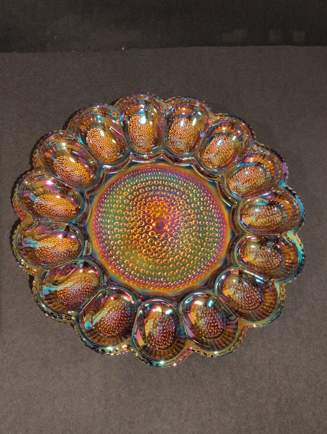 Vintage Carnival Indiana Glass Egg Plate hobnail pattern - photo 2