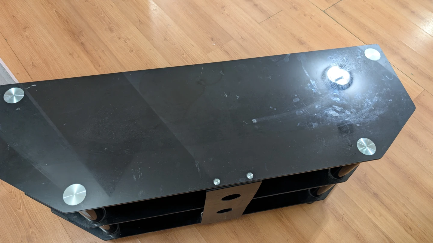 Black Glass TV Stand with 3 Shelves