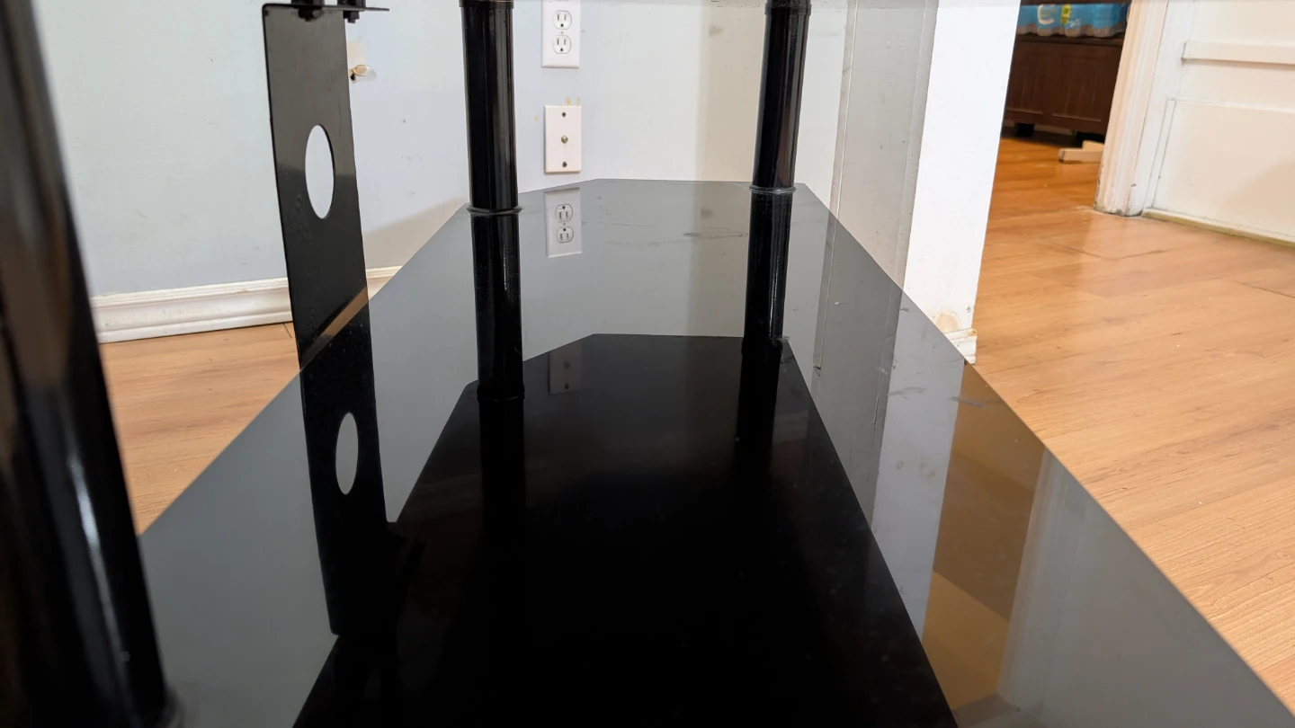 Black Glass TV Stand with 3 Shelves - photo 4