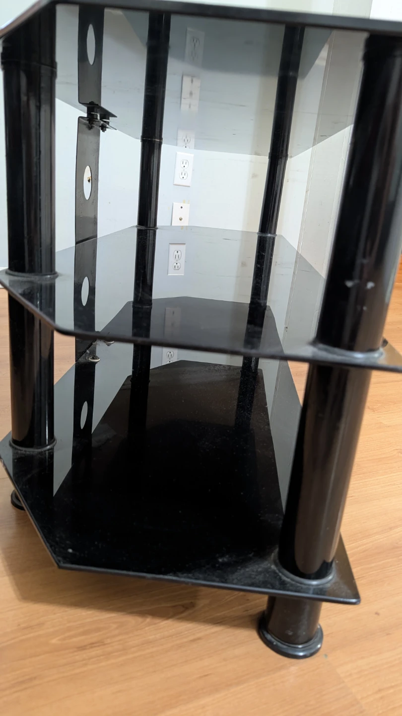 Black Glass TV Stand with 3 Shelves - photo 5