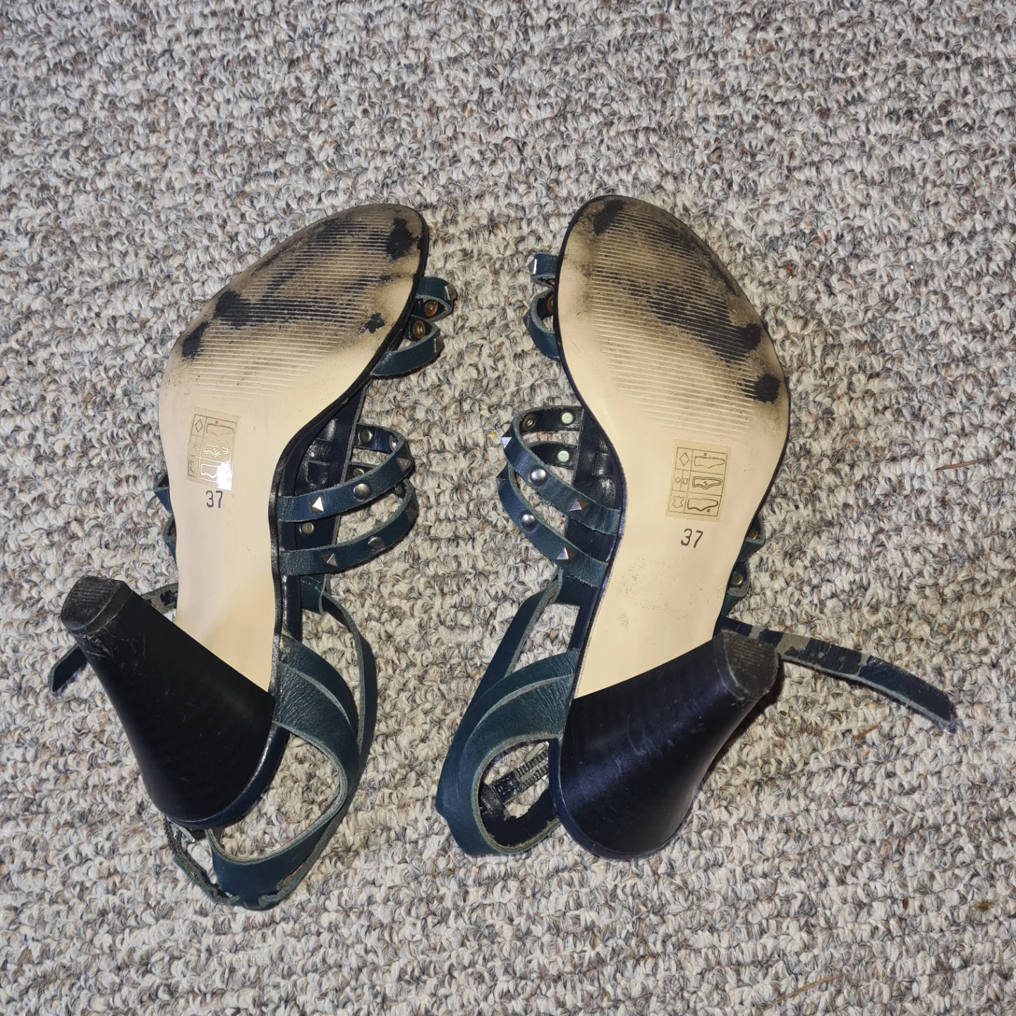 Éram Blue Studded Gladiator Heels Size 37 - photo 4