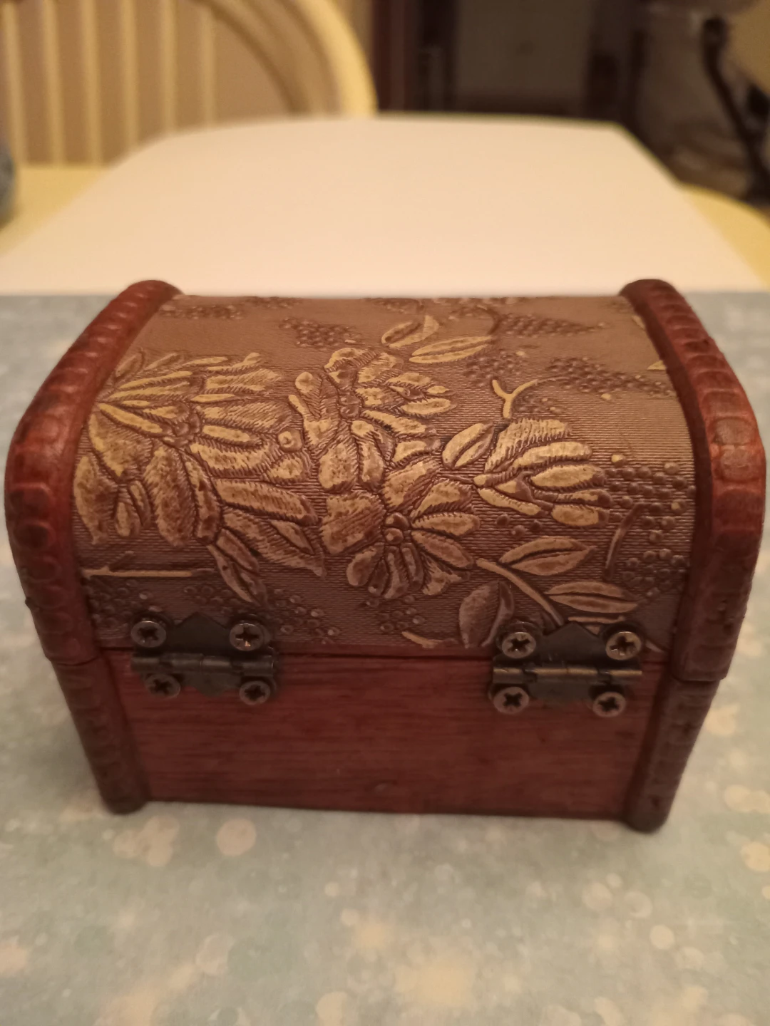 Floral Patterned Wooden Treasure Chest - photo 2