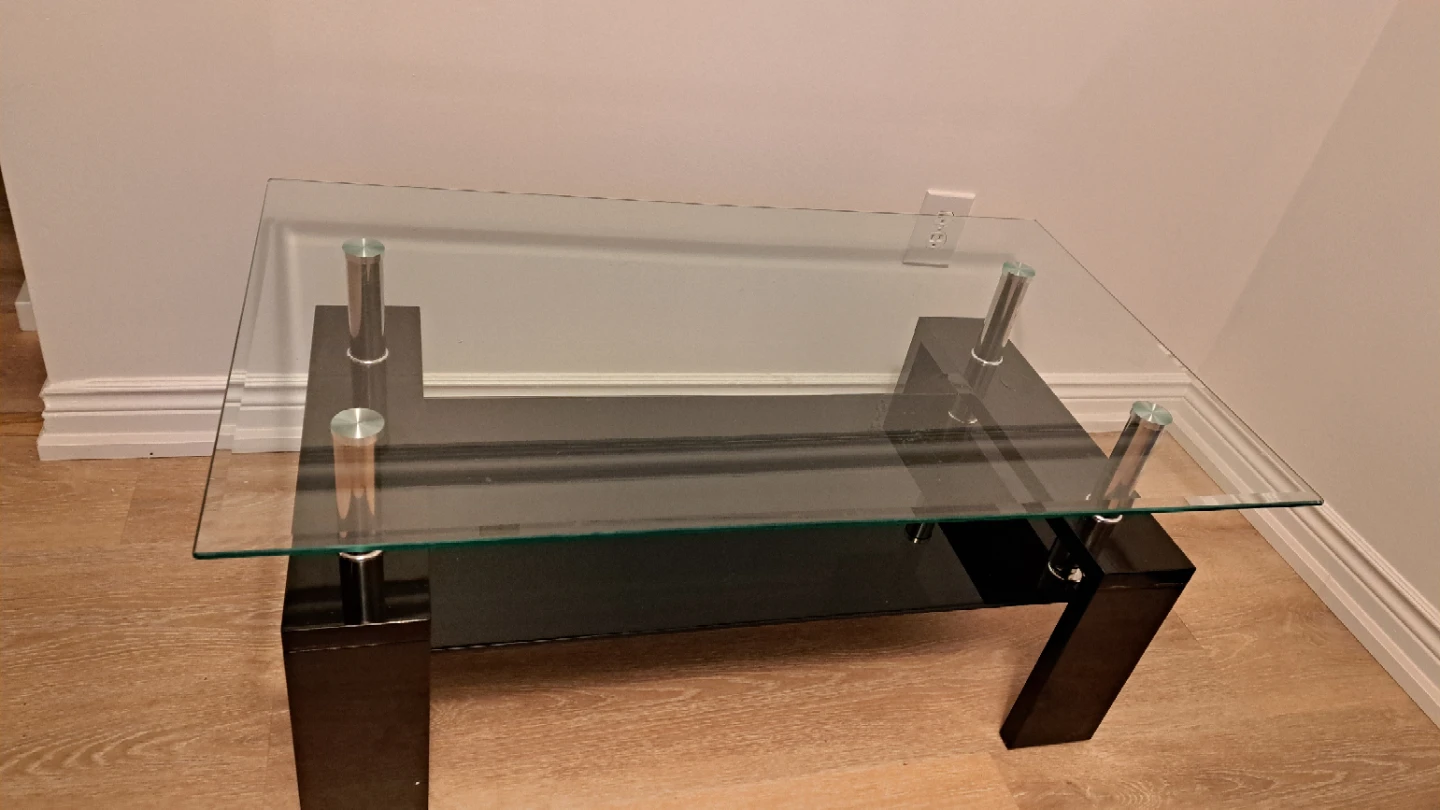 Glass Coffee Table - Black Frame, Modern Style