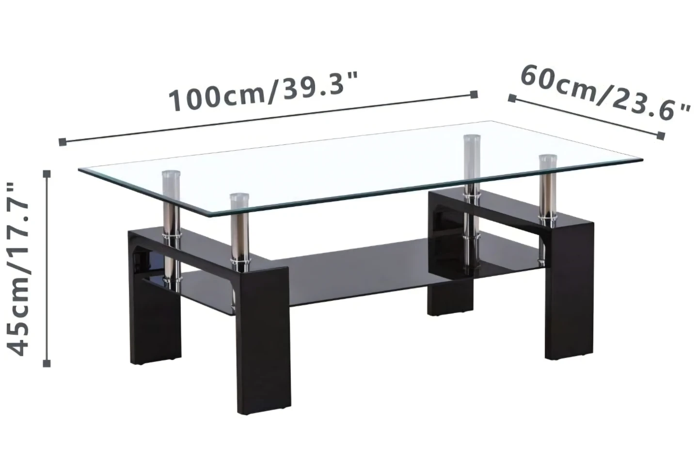 Glass Coffee Table - Black Frame, Modern Style - photo 3