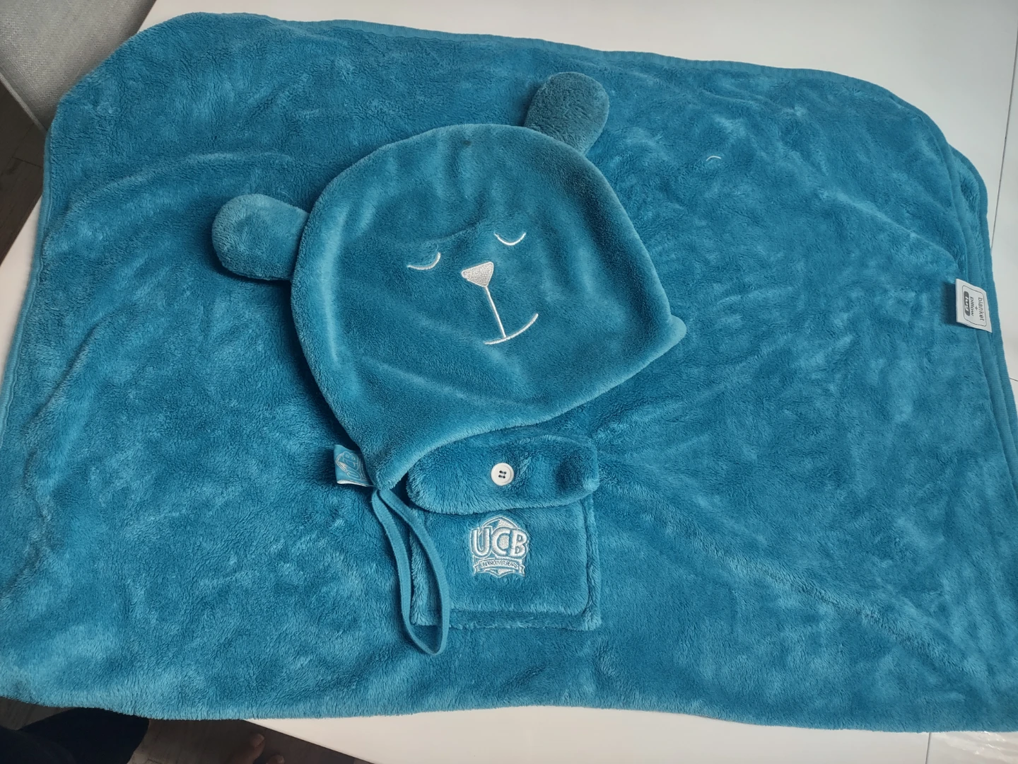 Lug Blanket Pillow - Teal Bear - photo 2