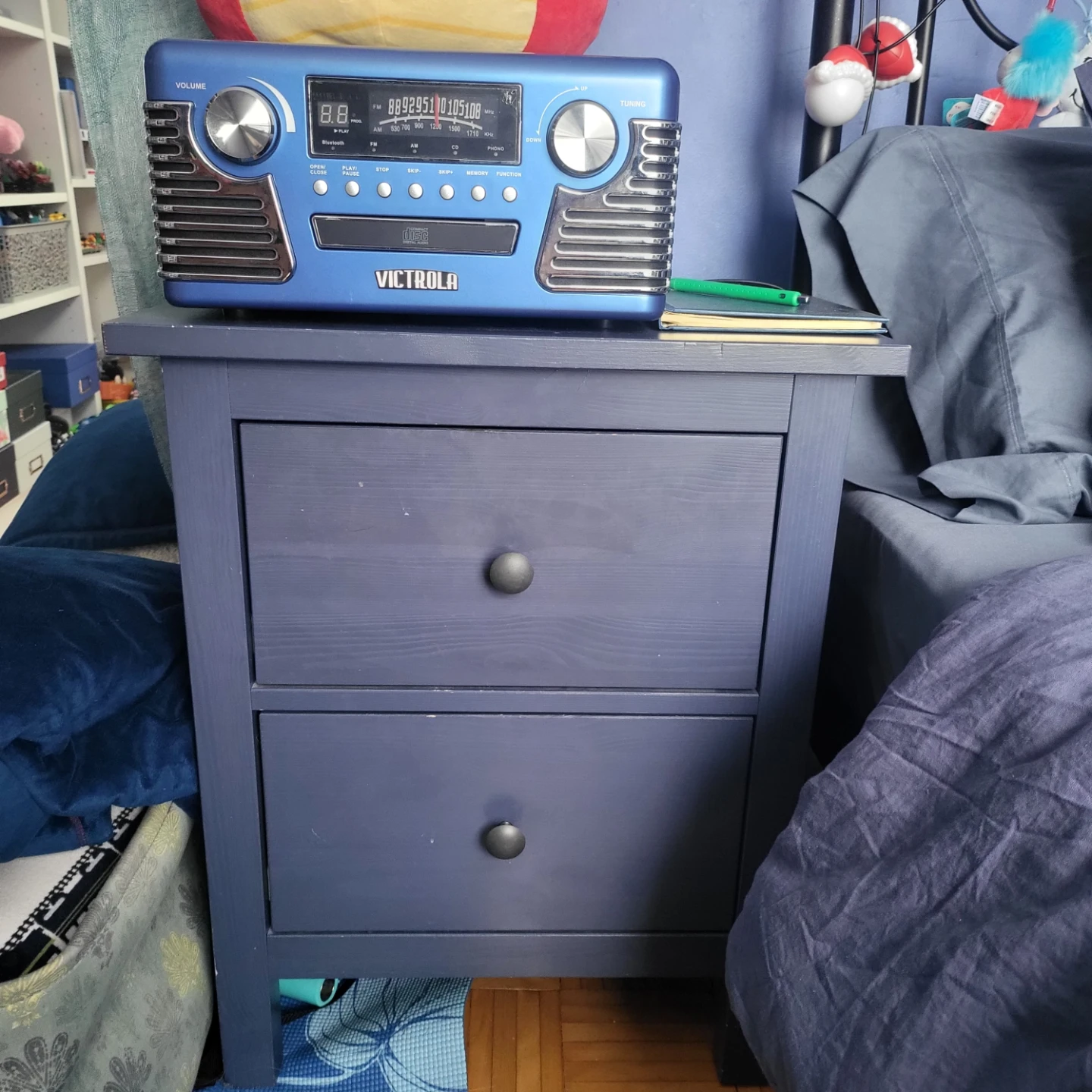 Hemnes ikea nightstand, in blue stain. LAST DROP.
